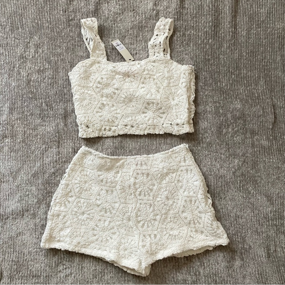 Francesca's Collections Cream Lace Two-Piece Dress